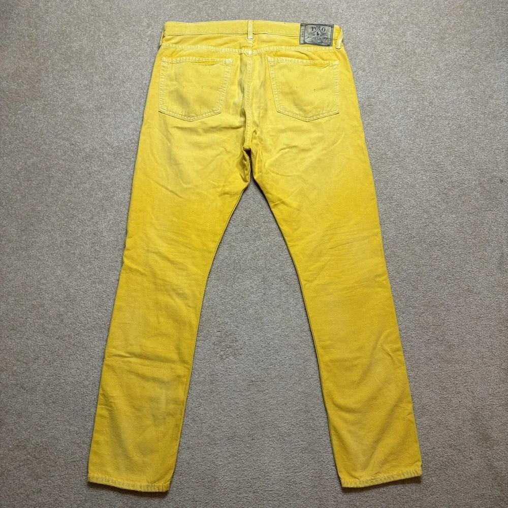 Vtg Polo Ralph Lauren Jeans Mens 36x32 Sunfish Yellow Slim Straight Denim Pants